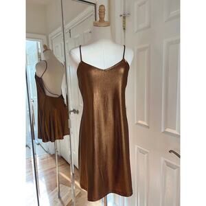 Nasty Gal Motel Bronze Tiffany Open Plunge Back Mini Slip Dress